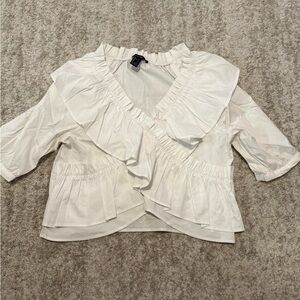Forever 21 White Ruffled Blouse